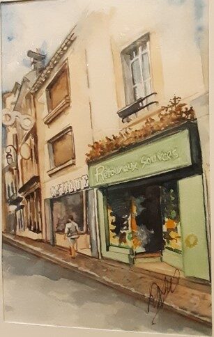 Tableau aquarelle de l'épicerie bio Retour aux sources