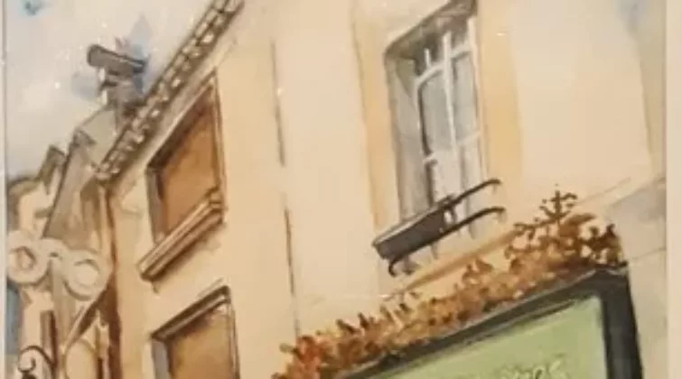 Tableau aquarelle de l'épicerie bio Retour aux sources