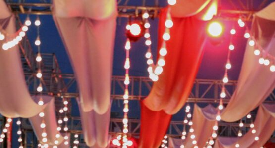 red and white hanging decors