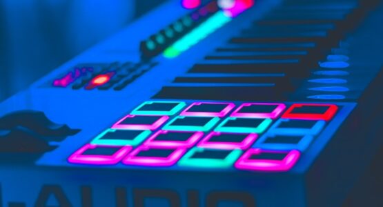 turned on electronic keyboard